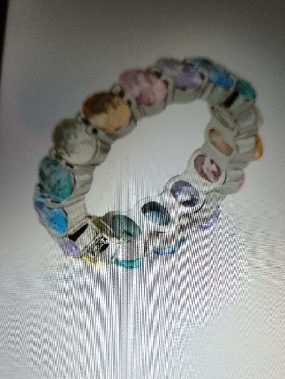 Kurt Geiger Rainbow Crystal Eternity Ring in Silver Tone - Picture 5 of 7